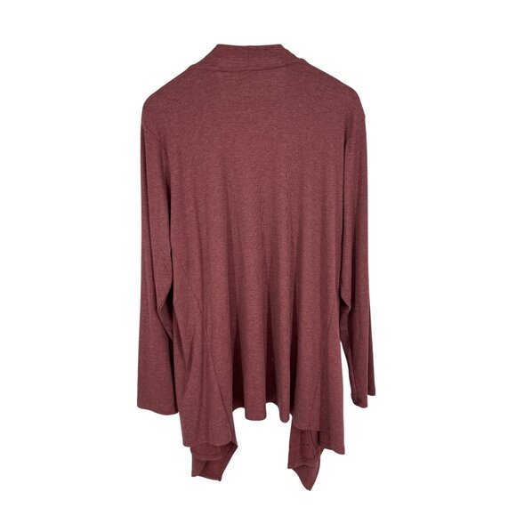 Logo Lounge Womens Open Front Cardigan Waterfall Hem Burgundy Knit 2X - Picture 5 of 8